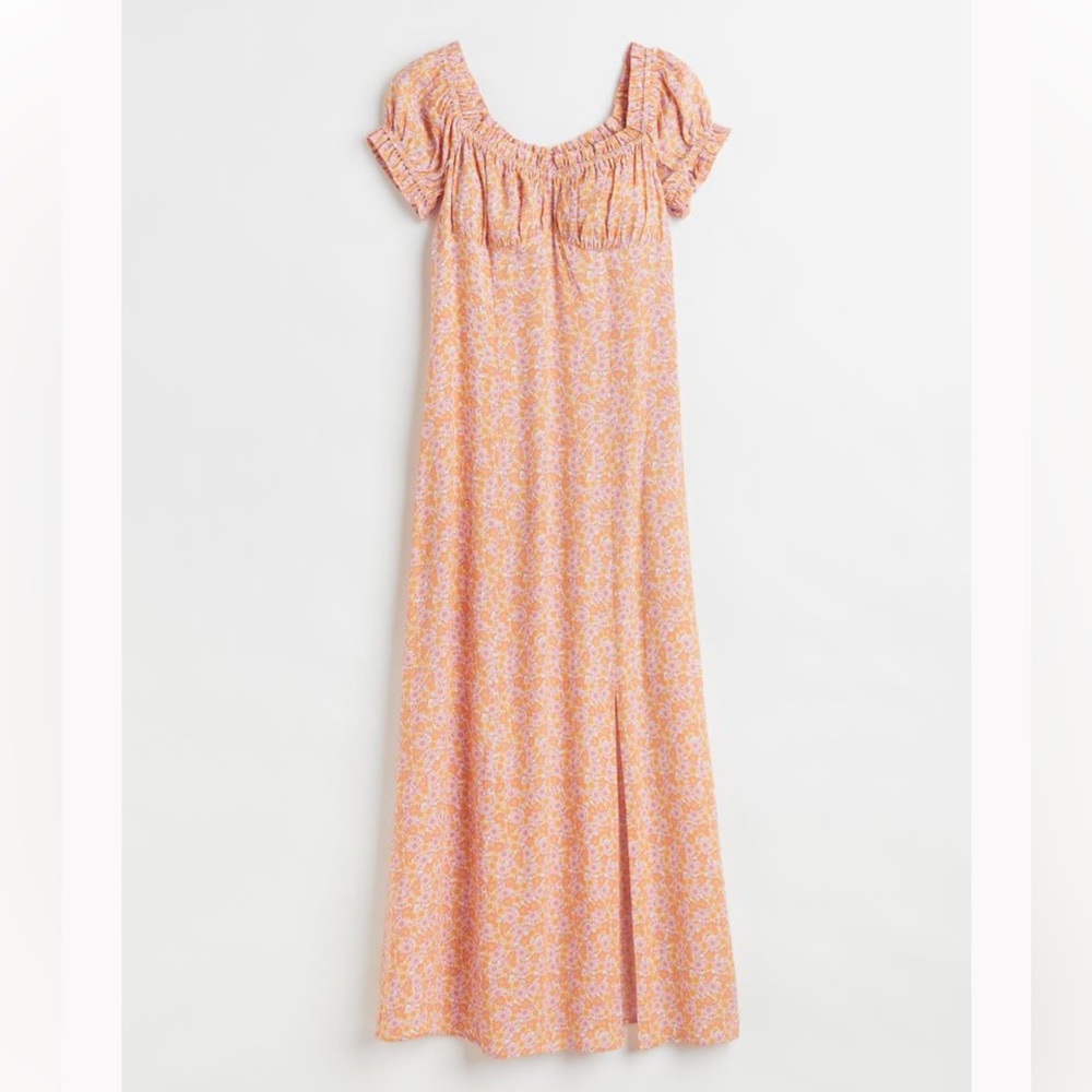 H&M Floral Puff-sleeved Dress